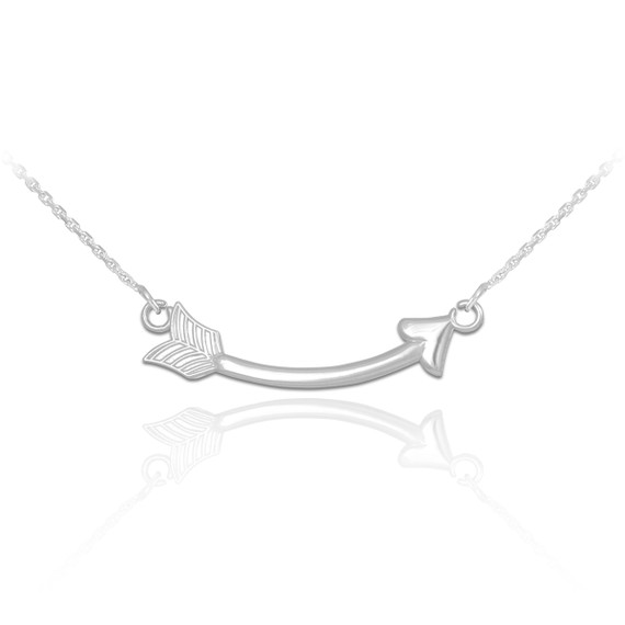 Sterling Silver Sideways Curved Arrow Necklace