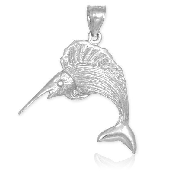 white gold sailfish pendant