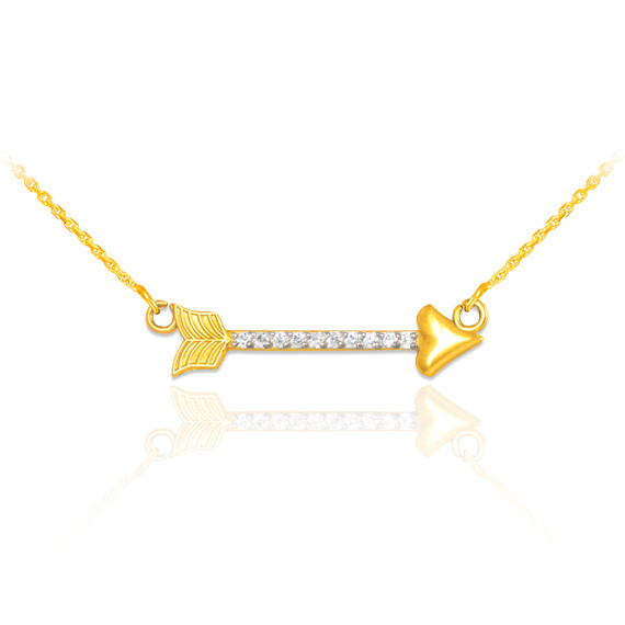 14k Gold Diamond Studded Arrow Necklace(Available in Yellow/Rose/White Gold)