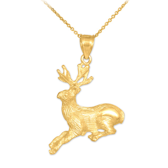 Gold Deer Charm Pendant Necklace