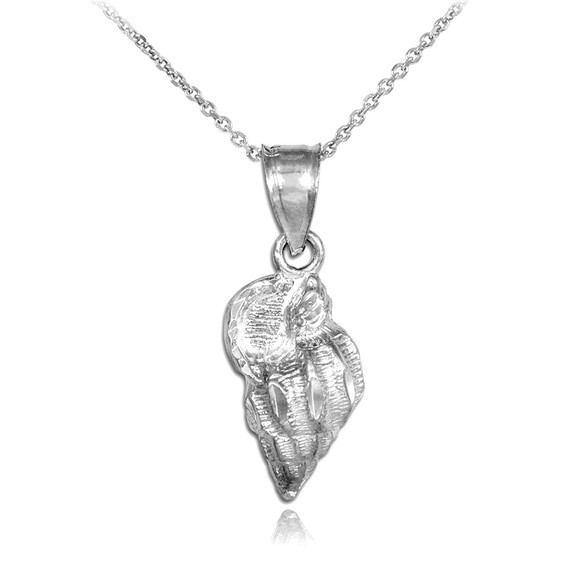 White Gold Conch Shell Charm Pendant Necklace