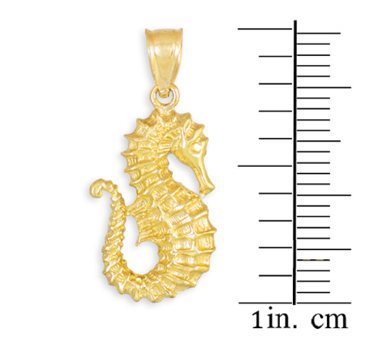 Gold Seahorse Ocean Pendant Necklace (Available in Yellow/Rose/White Gold)