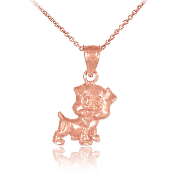 Gold Cute Puppy Charm Necklace(Availbale In Yellow/Rose/White Gold)