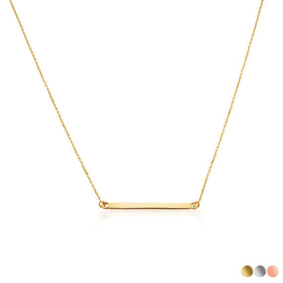 14K Solid Gold Straight Bar Necklace(Available in Yellow/Rose/White)