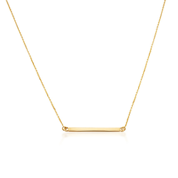 14K Solid Gold Straight Bar Necklace(Available in Yellow/Rose/White)