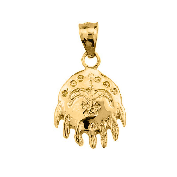 Gold Native American Indian Pendant Necklace