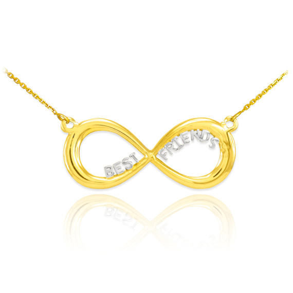 14K Gold "BEST FRIENDS" Infinity Necklace(Available in Yellow/Rose/White/TwoTone Gold)