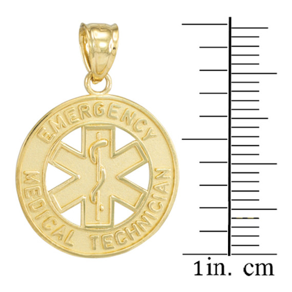 Gold EMT Medical Charm Pendant Necklace