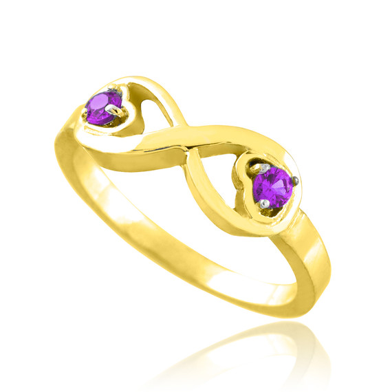 Gold Birthstone CZ Infinity Ring(Available in Yellow/Rose/White Gold)