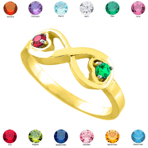 Gold Birthstone CZ Infinity Ring(Available in Yellow/Rose/White Gold)