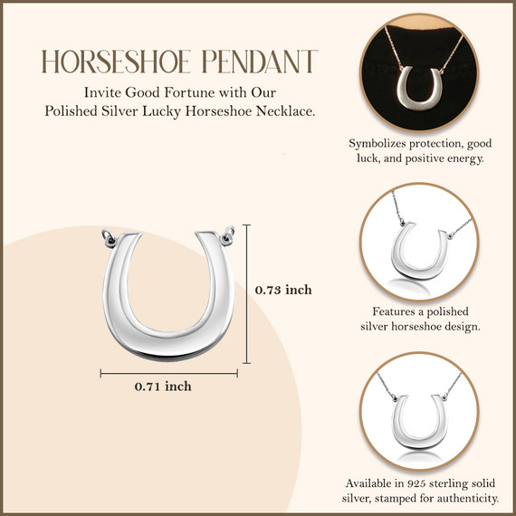 925 Polished Sterling Silver Lucky Horseshoe Necklace