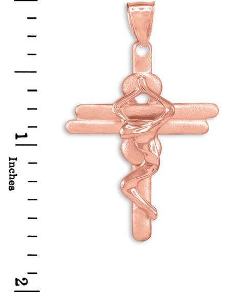 Rose Gold Contemporary Crucifix Cross Pendant