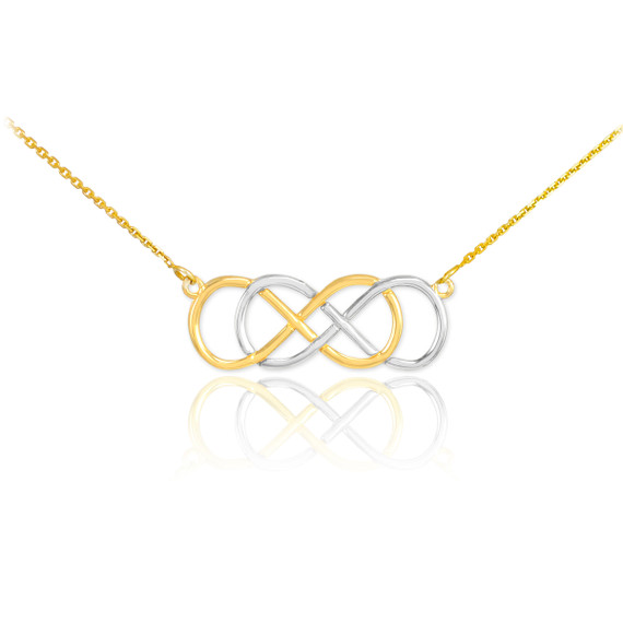 14K Two-Tone Gold Double Knot Infinity Necklace