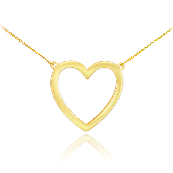 14K Polished Yellow Gold Open Heart Shaped Necklace