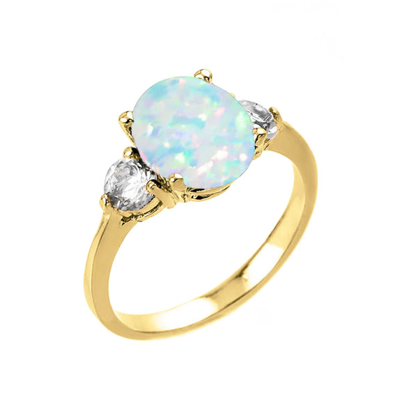 White Gold Genuine Aquamarine Gemstone Engagement Ring