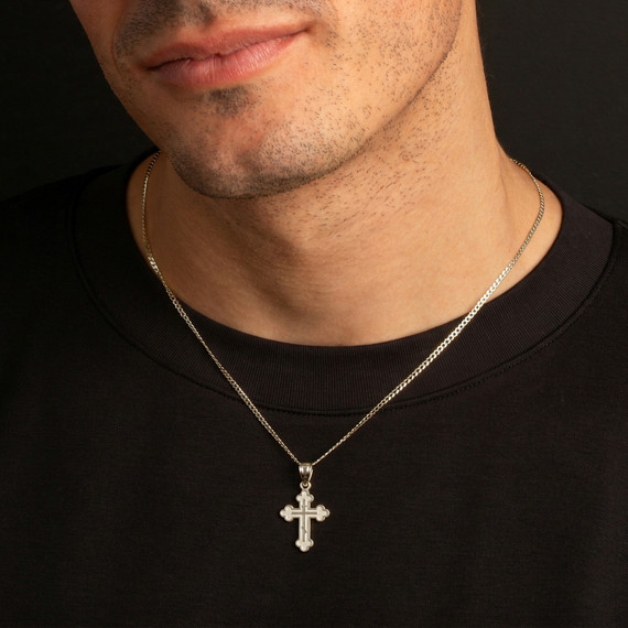 925 Sterling Silver Russian Orthodox Cross Necklace