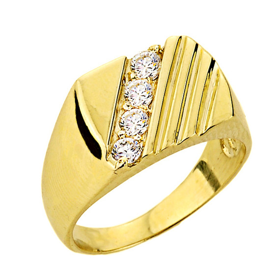 Channel Set Diamond Men's Ring in Gold