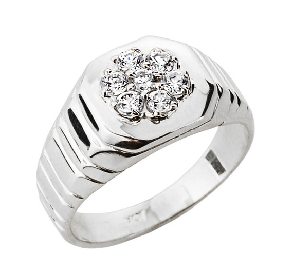 Diamond Men's Ring in White Gold