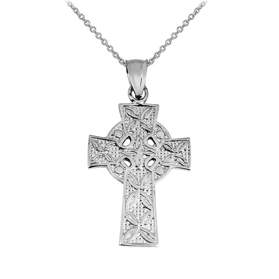 Sterling Silver Irish Celtic Cross Trinity Pendant Necklace