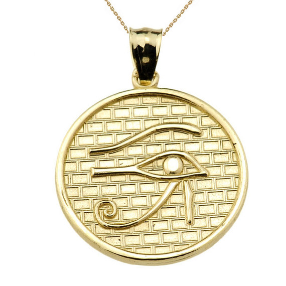 Gold Egyptian Eye of Horus Wadjat Amulet Pendant Necklace