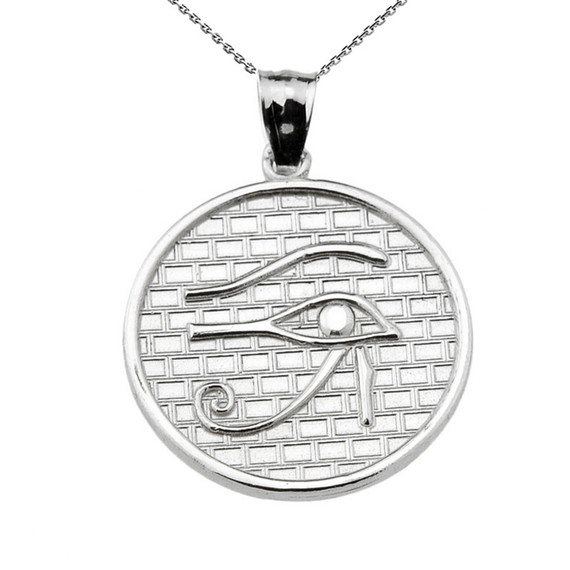 .925 Sterling Silver Egyptian Eye of Horus Wadjat Amulet Pendant Necklace