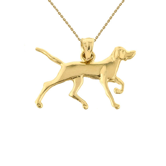 Solid Yellow Gold German Short-Haired Pointer Pendant