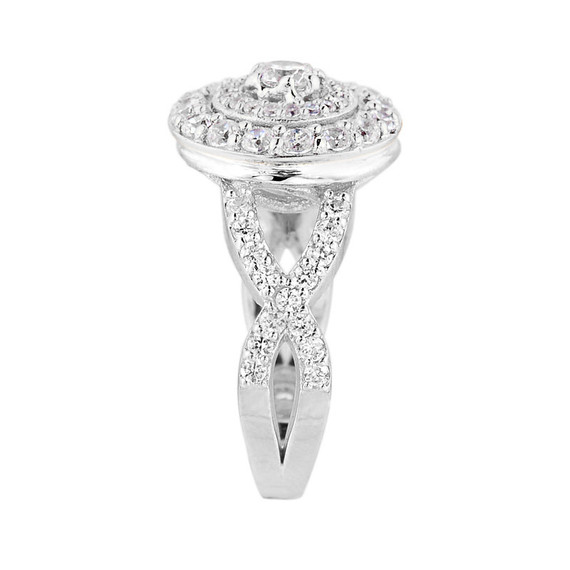 Elegant White Gold Halo Diamond Infinity Engagement Proposal Ring
