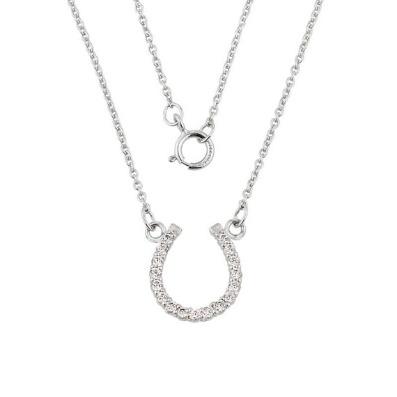 14K Gold Diamonds Studded Horseshoe Necklace (Available in Yellow and White)