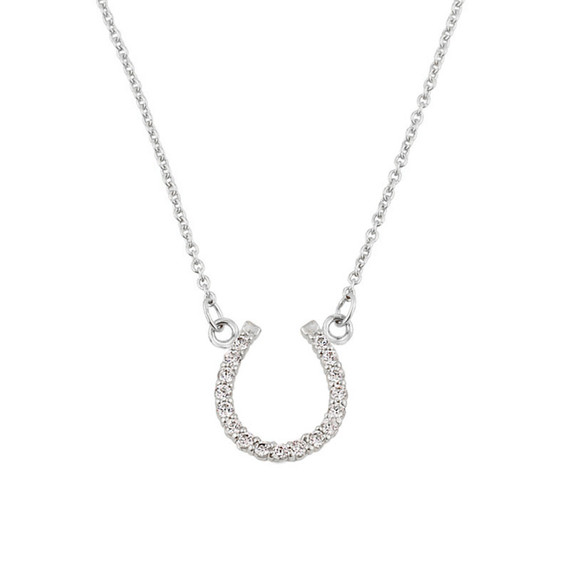 14K Gold Diamonds Studded Horseshoe Necklace (Available in Yellow and White)