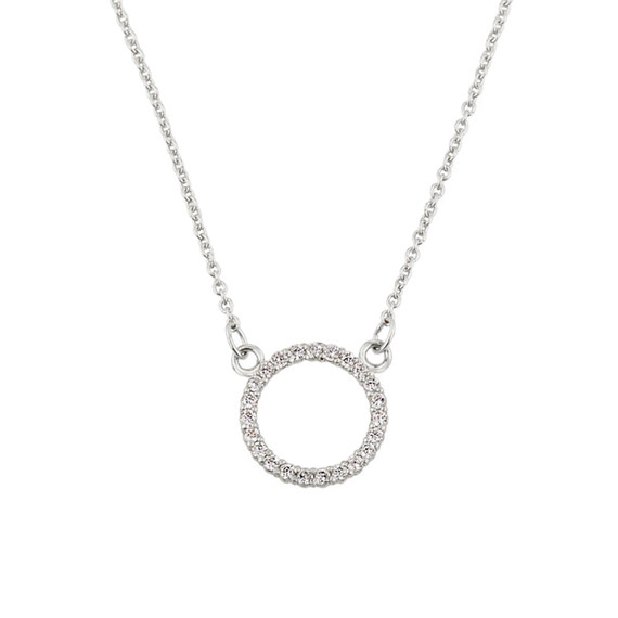 14k White Gold "Circle of Love" Diamond Necklace