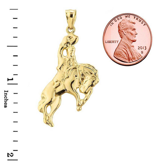 Yellow Gold Cowboy Horse Charm Pendant