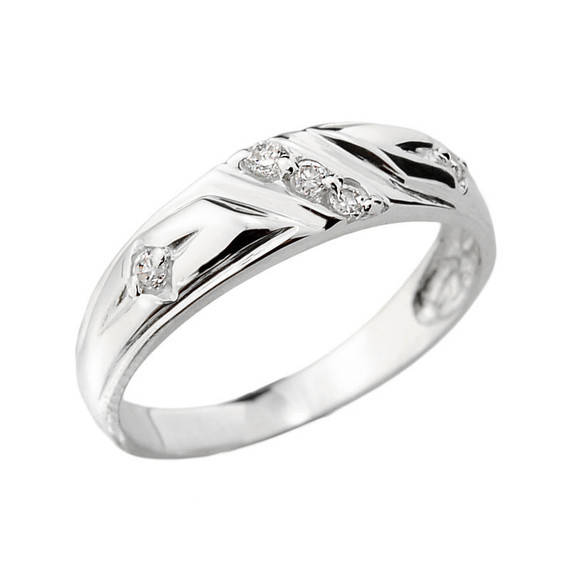 Sterling Silver Ladies Diamond Wedding Ring
