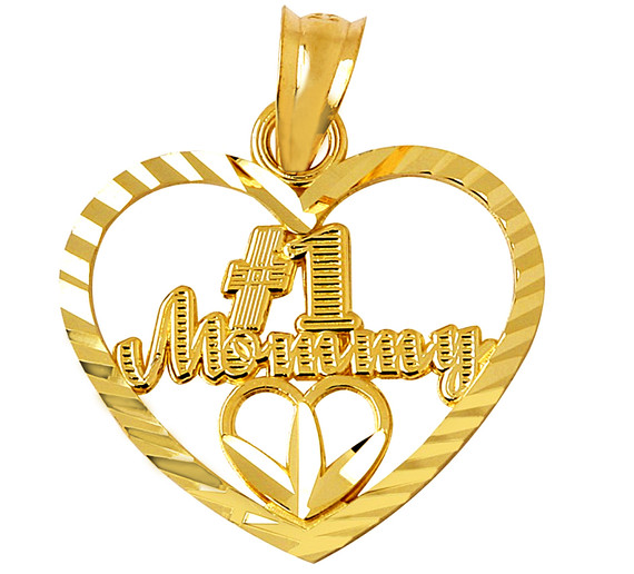 Yellow Gold #1 Mommy Heart Mother's Pendant