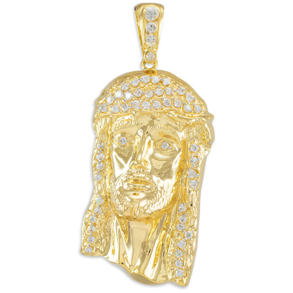 Iced Gold Jesus Face Men's CZ Pendant