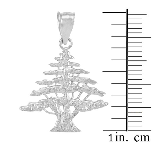 Sterling Silver Cedar Tree of Lebanon Charm Pendant Necklace