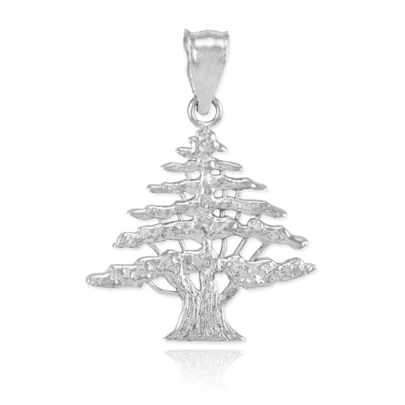 Sterling Silver Cedar Tree of Lebanon Charm Pendant Necklace