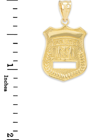 Gold Police Badge Charm Pendant Necklace