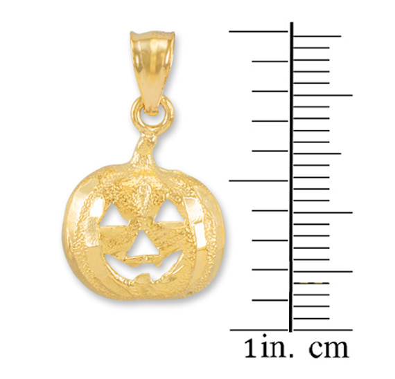 Gold Pumpkin Head Charm Pendant Necklace