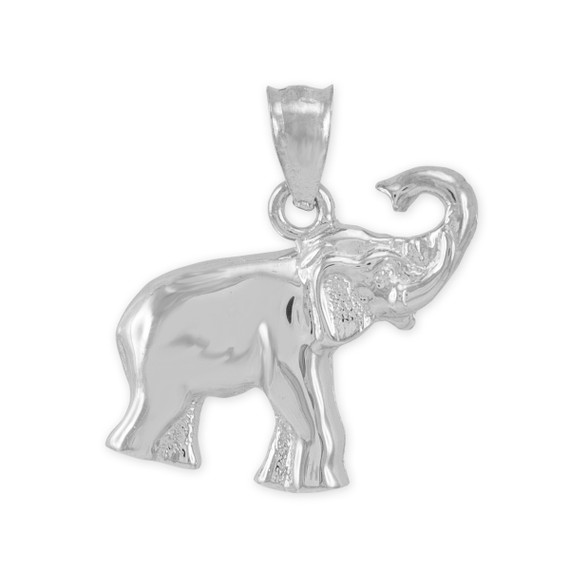 White Gold Elephant Charm Pendant Necklace