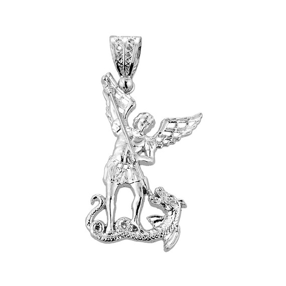 Medium Sterling Silver St. Michael vs Dragon Pendant