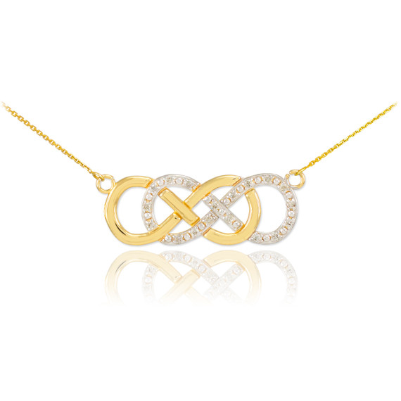 14k Gold Diamond Double Infinity Necklace