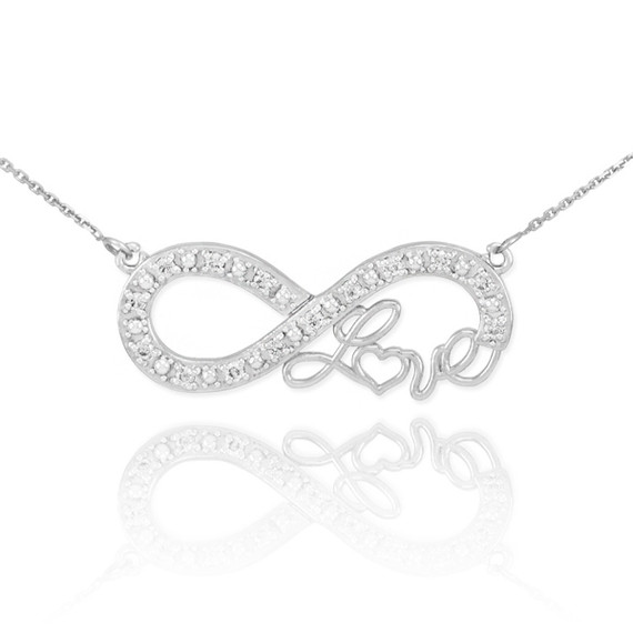White Gold Diamond Infinity Love Pendant Necklace