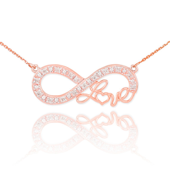 Rose Gold Diamond Infinity Love Pendant Necklace