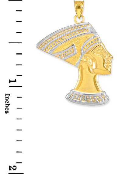 Two-Tone Yellow Gold Queen Nefertiti Pendant Necklace