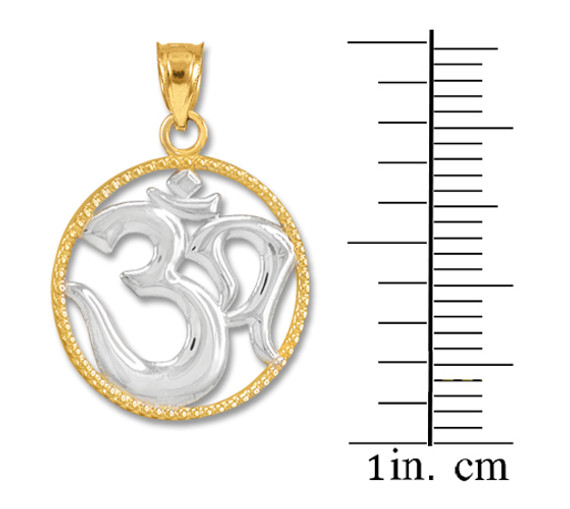 Two-Tone Gold Om Symbol Charm Pendant Necklace