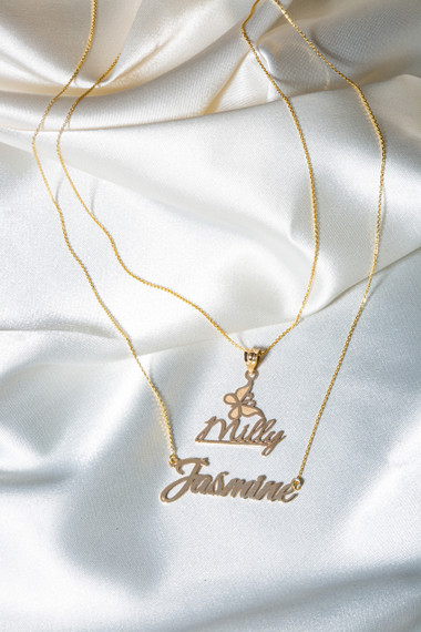 14k Solid Gold Personalized Name Script Necklace