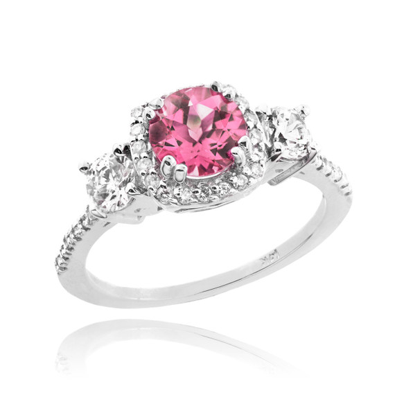 Gold Birthstone Diamond Engagement Ring (Available in Yellow/Rose/White)