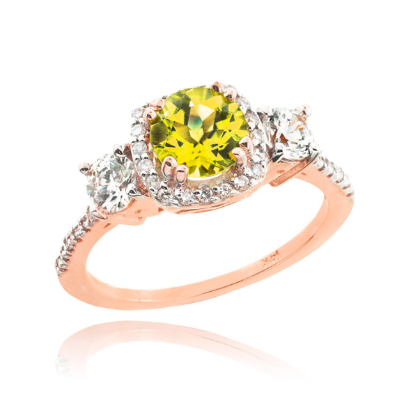 Gold Birthstone Diamond Engagement Ring (Available in Yellow/Rose/White)