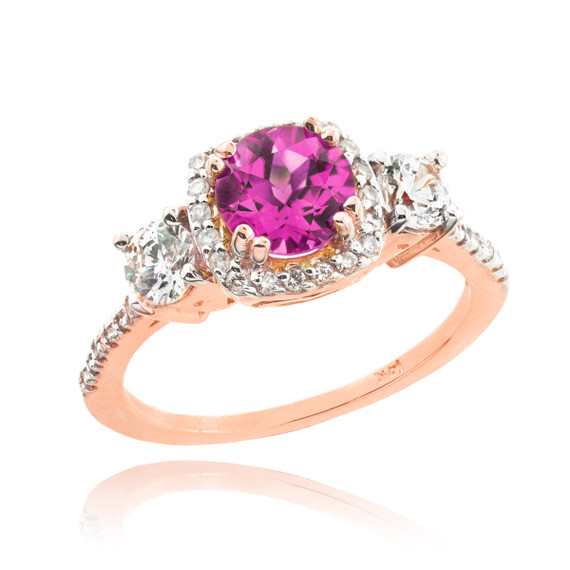 Gold Birthstone Diamond Engagement Ring (Available in Yellow/Rose/White)