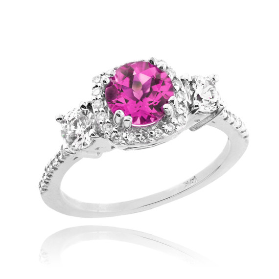 Gold Birthstone Diamond Engagement Ring (Available in Yellow/Rose/White)